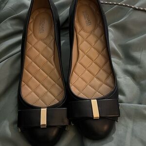 MICHAEL Michael Kors Black Flats with Bow Accent